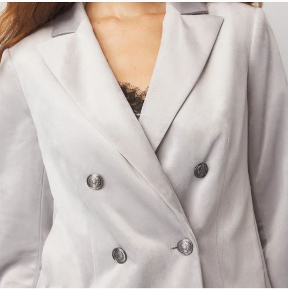 White House Black Market Silver Double-Breasted Blazer